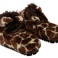 Dolce & Gabbana Brown Giraffe Slippers Flats Sandals Shoes