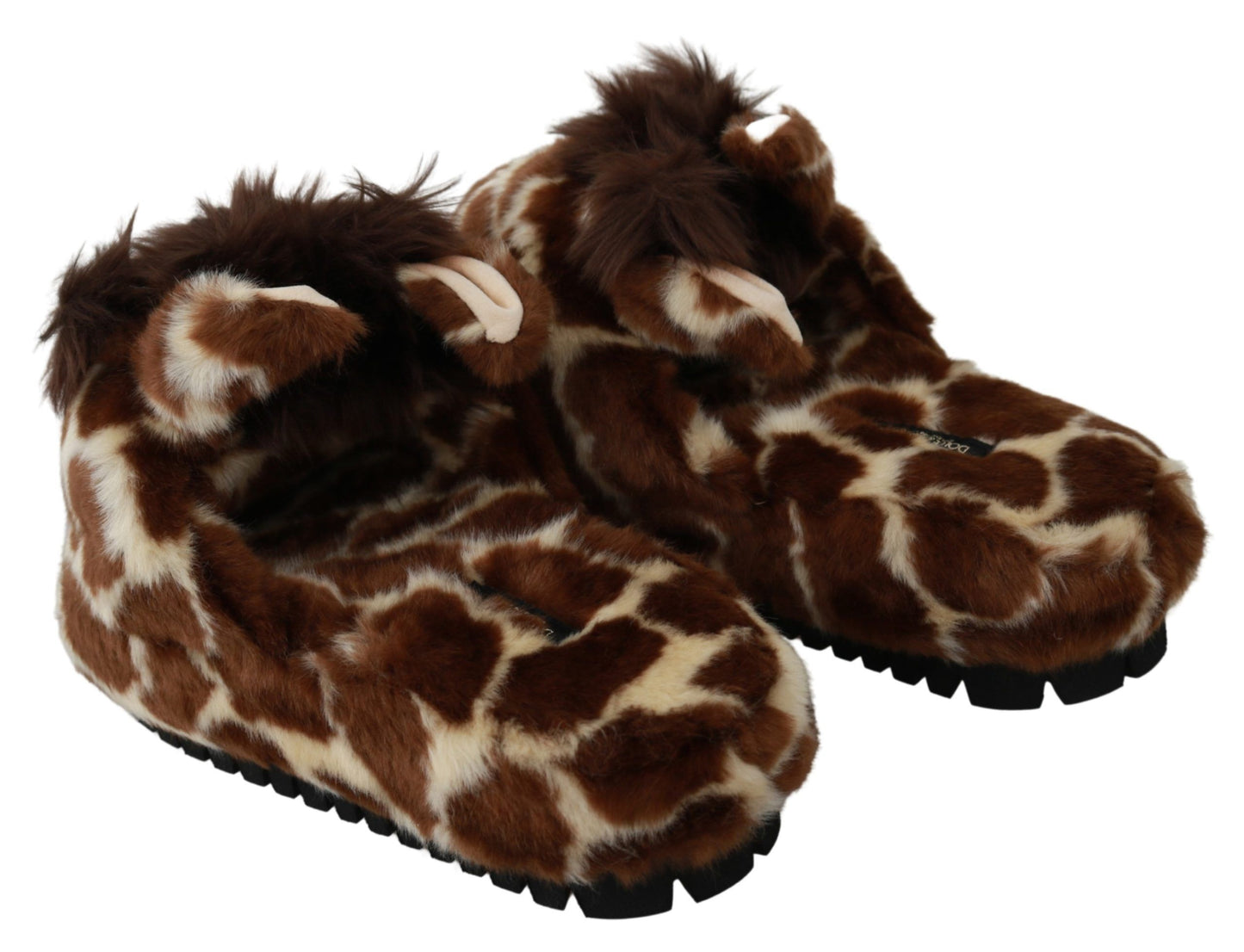 Dolce & Gabbana Brown Giraffe Slippers Flats Sandals Shoes