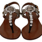 Dolce & Gabbana Leather Ayers Crystal Sandals Flip Flops Shoes