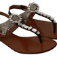 Dolce & Gabbana Leather Ayers Crystal Sandals Flip Flops Shoes