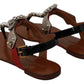 Dolce & Gabbana Leather Ayers Crystal Sandals Flip Flops Shoes