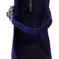 Dolce & Gabbana Purple Suede Crystal Pumps Heels