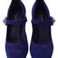 Dolce & Gabbana Purple Suede Crystal Pumps Heels