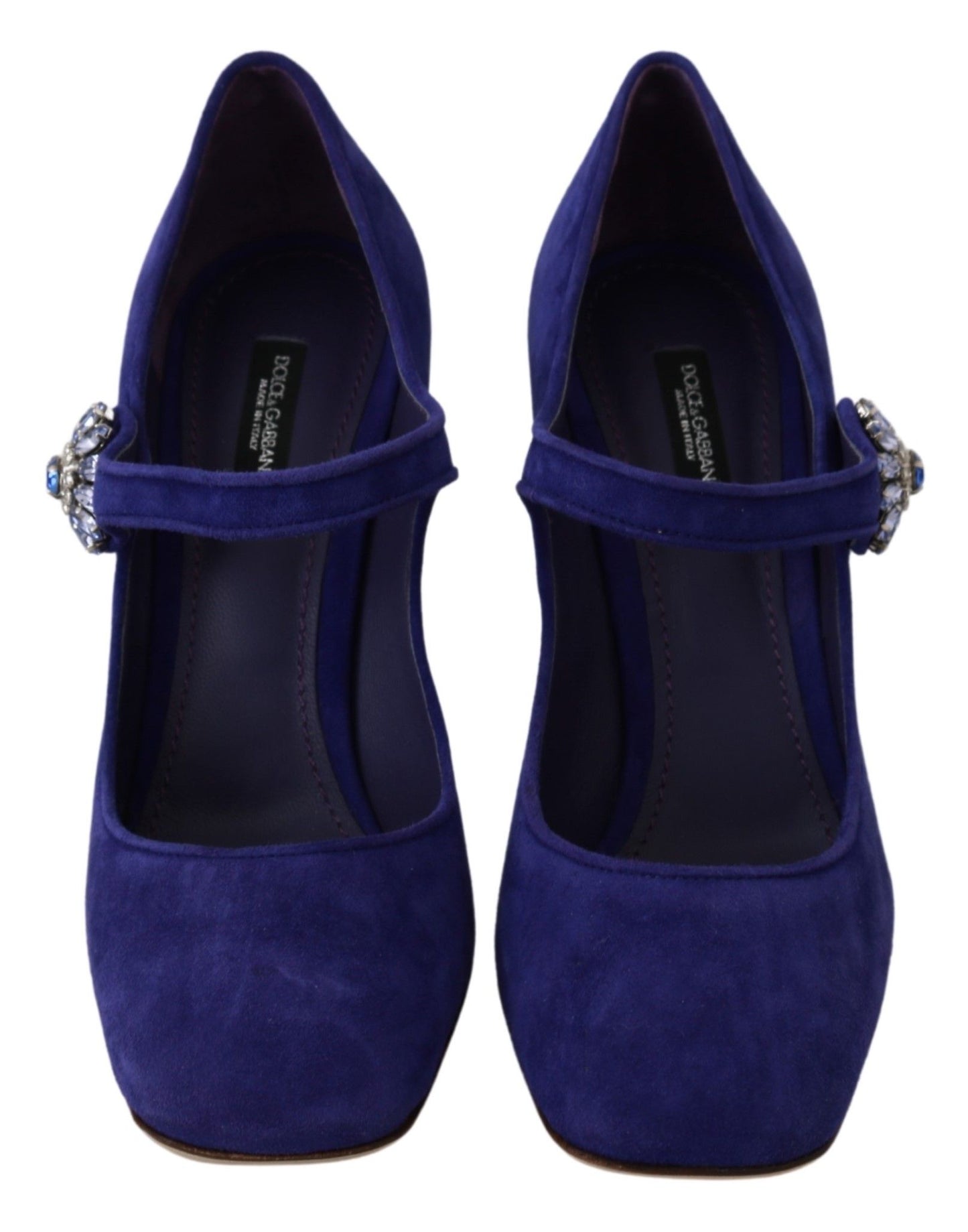 Dolce & Gabbana Purple Suede Crystal Pumps Heels