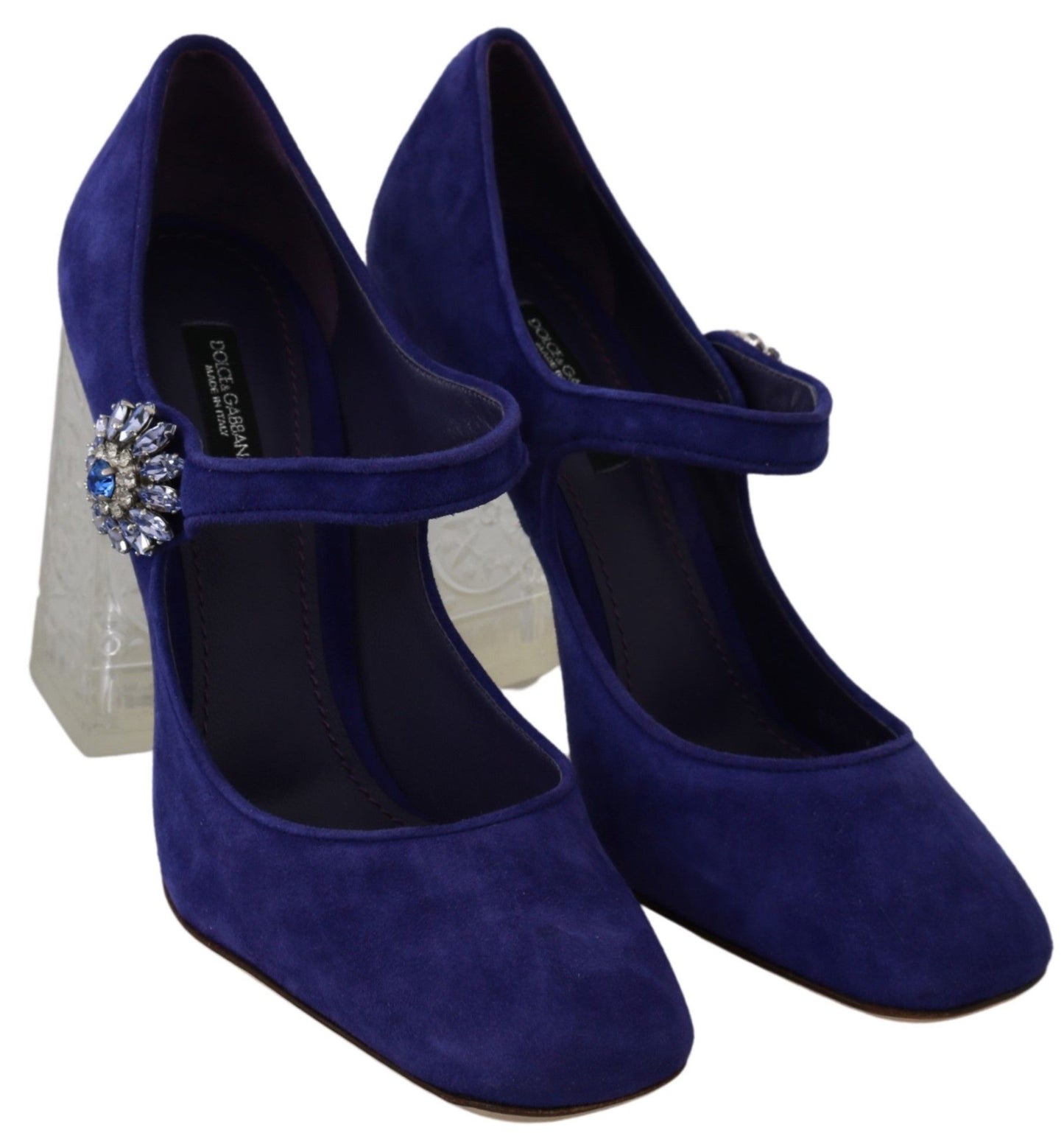 Dolce & Gabbana Purple Suede Crystal Pumps Heels