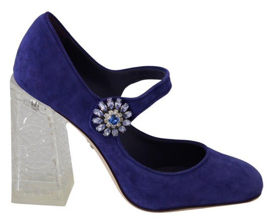 Dolce & Gabbana Purple Suede Crystal Pumps Heels