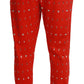 Dolce & Gabbana Red Piggy Bank Cotton Crystal Trousers Pants