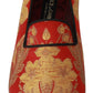 Dolce & Gabbana Red Gold Brocade Slippers Loafers Shoes