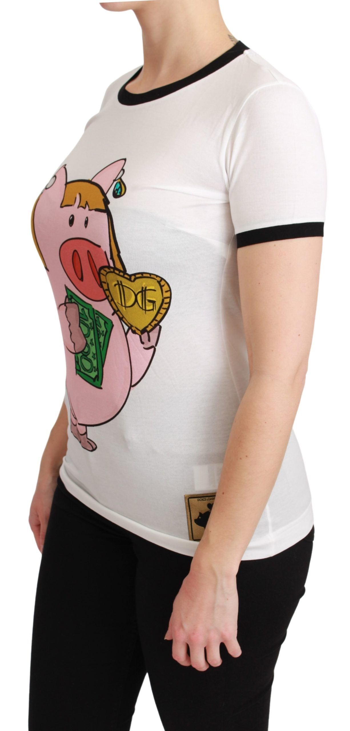 Dolce & Gabbana White YEAR OF THE PIG Top Cotton T-shirt