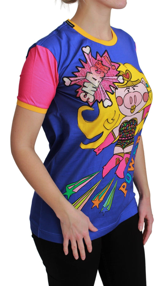 Dolce & Gabbana Purple PIG SUPERGIRL Top Cotton T-shirt