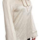 Dolce & Gabbana Beige Sleeve Top Queen Silk Satin Blouse