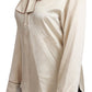 Dolce & Gabbana Beige Sleeve Top Queen Silk Satin Blouse