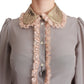 Dolce & Gabbana Elegant Gray Silk Blend Sequin Collar Blouse