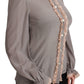 Dolce & Gabbana Elegant Gray Silk Blend Sequin Collar Blouse