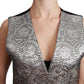 Dolce & Gabbana Silver Brocade Sleeveless Metallic Top