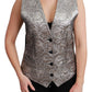 Dolce & Gabbana Silver Brocade Sleeveless Metallic Top