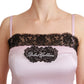 Dolce & Gabbana Pink Black Lace Silk Tank Top Blouse