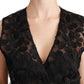 Dolce & Gabbana Black Floral Brocade Top Gilet Waistcoat