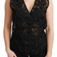 Dolce & Gabbana Black Floral Brocade Top Gilet Waistcoat