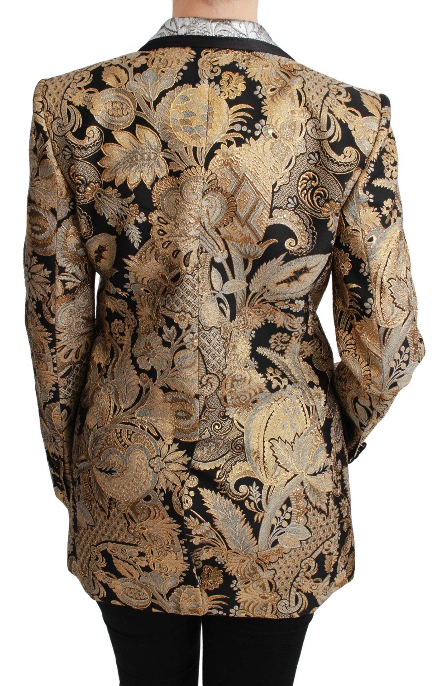 Dolce & Gabbana Elegant Gold Floral Jacquard Blazer Jacket