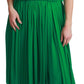 Dolce & Gabbana 100% Silk Green Sleeveless Pleated Maxi Dress