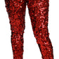 Dolce & Gabbana Red Sequined Cropped Trousers Pants