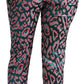 Dolce & Gabbana Blue Pink Multicolor Pattern Cropped High Waist Pants