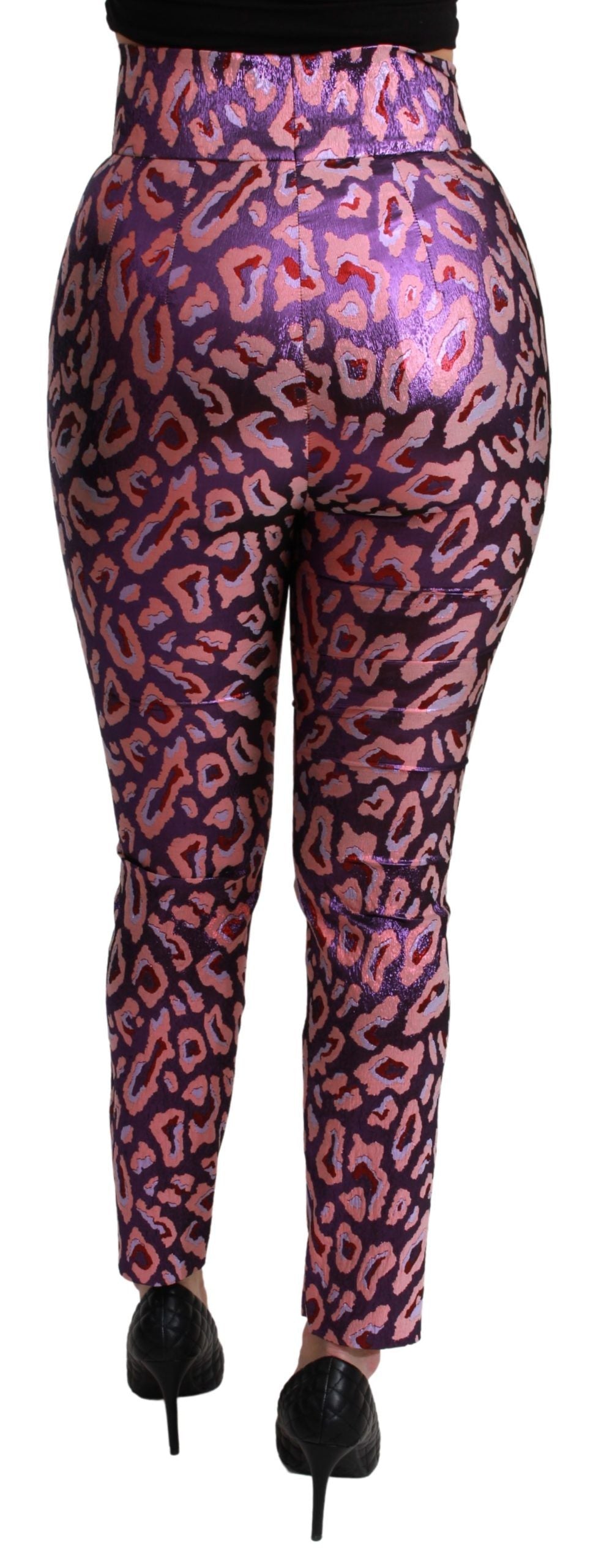 Dolce & Gabbana Pink Purple Multicolor Pattern High Waist Pants