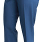 Dolce & Gabbana Blue Pleated Wool Cuffed Cropped Trouser Pants