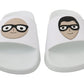 Dolce & Gabbana White Leather #dgfamily Slides Shoes Sandals