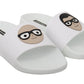 Dolce & Gabbana White Leather #dgfamily Slides Shoes Sandals