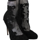 Dolce & Gabbana Black Roses Stretch Socks Stilettos Booties