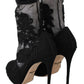 Dolce & Gabbana Black Roses Stretch Socks Stilettos Booties