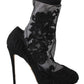 Dolce & Gabbana Black Roses Stretch Socks Stilettos Booties