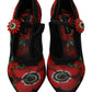 Dolce & Gabbana Black Red Floral Mary Janes Pumps Shoes