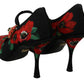 Dolce & Gabbana Black Red Floral Mary Janes Pumps Shoes