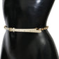 Dolce & Gabbana White Leather Crystals Waist Belt