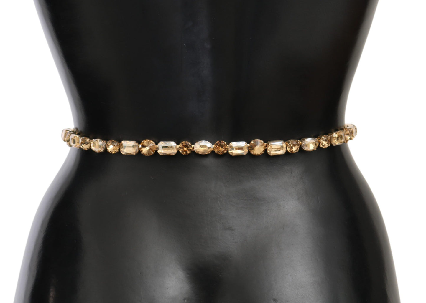 Dolce & Gabbana White Leather Crystals Waist Belt