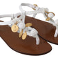 Dolce & Gabbana White Leather Coins Flip Flops Sandals Shoes