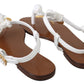 Dolce & Gabbana White Leather Coins Flip Flops Sandals Shoes