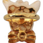 Dolce & Gabbana Gold Brass Resin Beige Dog Pet Branded Accessory Ring