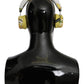 Dolce & Gabbana Yellow White Lemon Print Leather Headphones