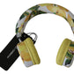 Dolce & Gabbana Yellow White Lemon Print Leather Headphones