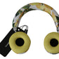 Dolce & Gabbana Yellow White Lemon Print Leather Headphones