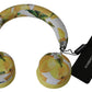 Dolce & Gabbana Yellow White Lemon Print Leather Headphones