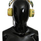 Dolce & Gabbana Yellow White Lemon Print Leather Headphones