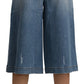 Dolce & Gabbana Blue Wide Leg Cropped Mid Waist Cotton Jeans