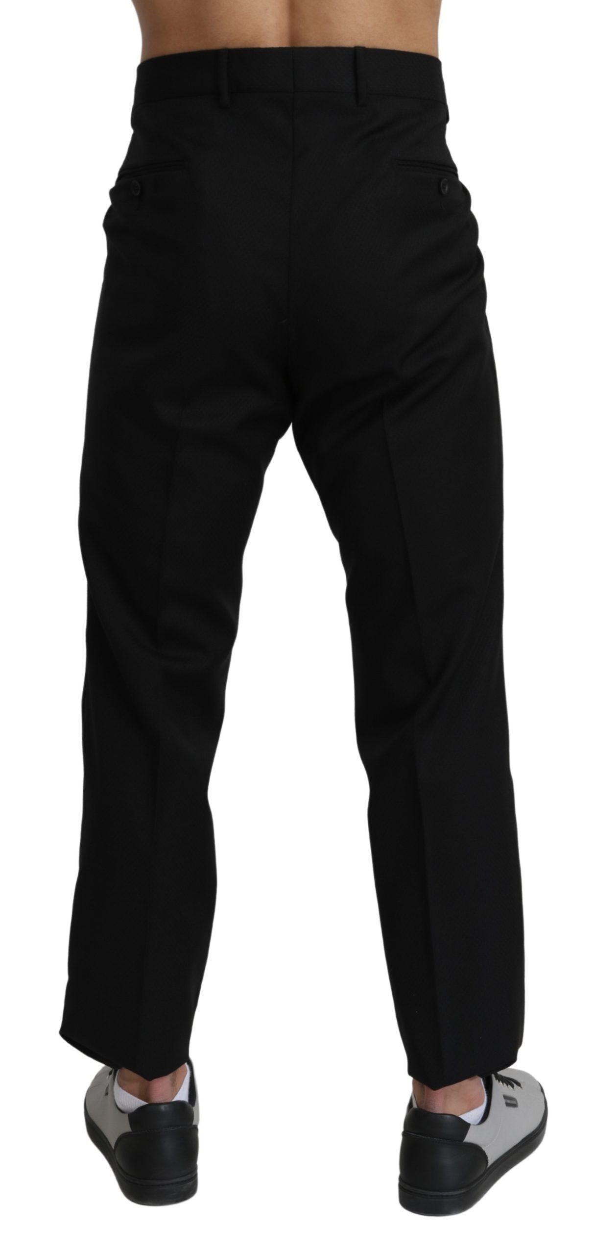 Dolce & Gabbana Black Cotton Wool Formal Dress Pants