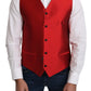 Dolce & Gabbana Red 100% Silk Formal Waist Coat Vest