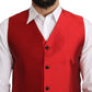 Dolce & Gabbana Red 100% Silk Formal Waist Coat Vest